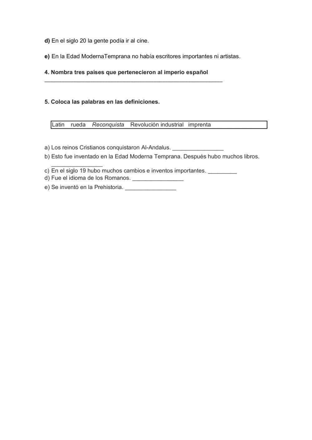 Prueba Unidad 5: historia