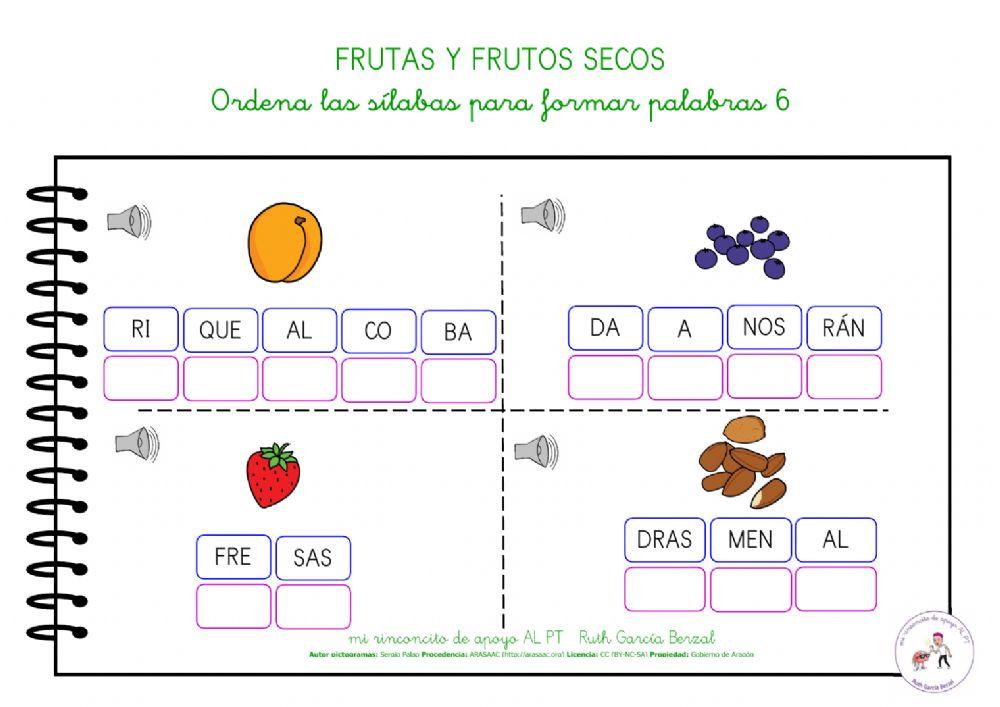 Las frutas: ordena las sílabas 6