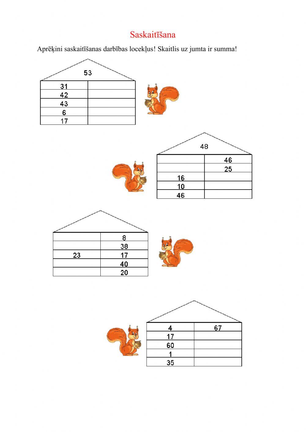 Saskaitīšanas locekļu aprēķināšana