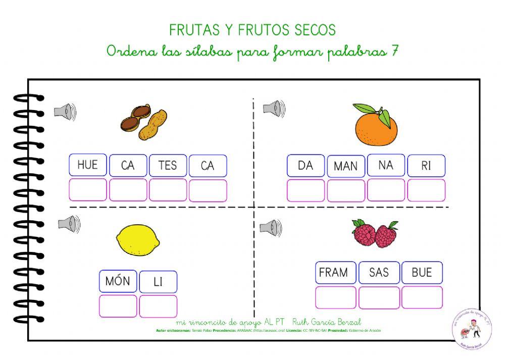 Las frutas: ordena las sílabas 7