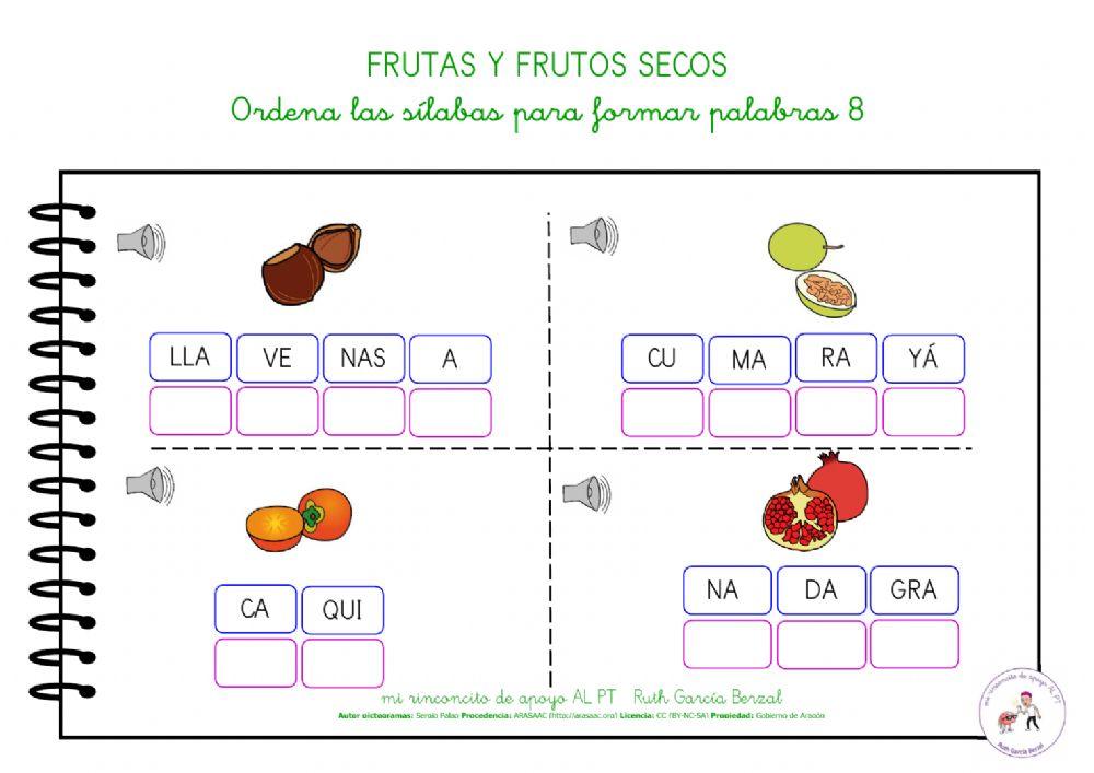 Las frutas: ordena las sílabas 8