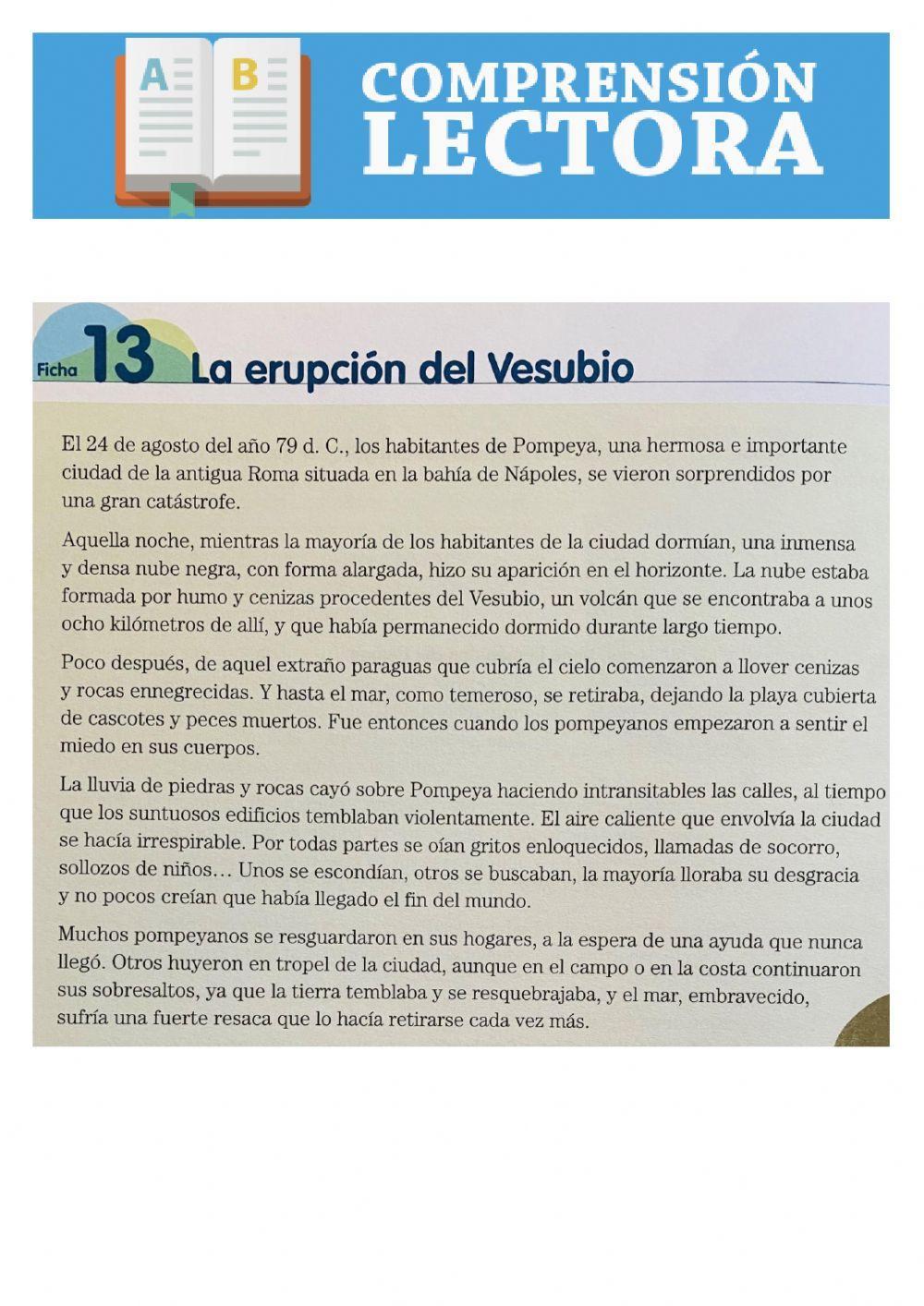 C. LECTORA- LA ERUPCIÓN DEL VESUBIO C. LECTORA- LA ERUPCIÓN DEL VESUBIO