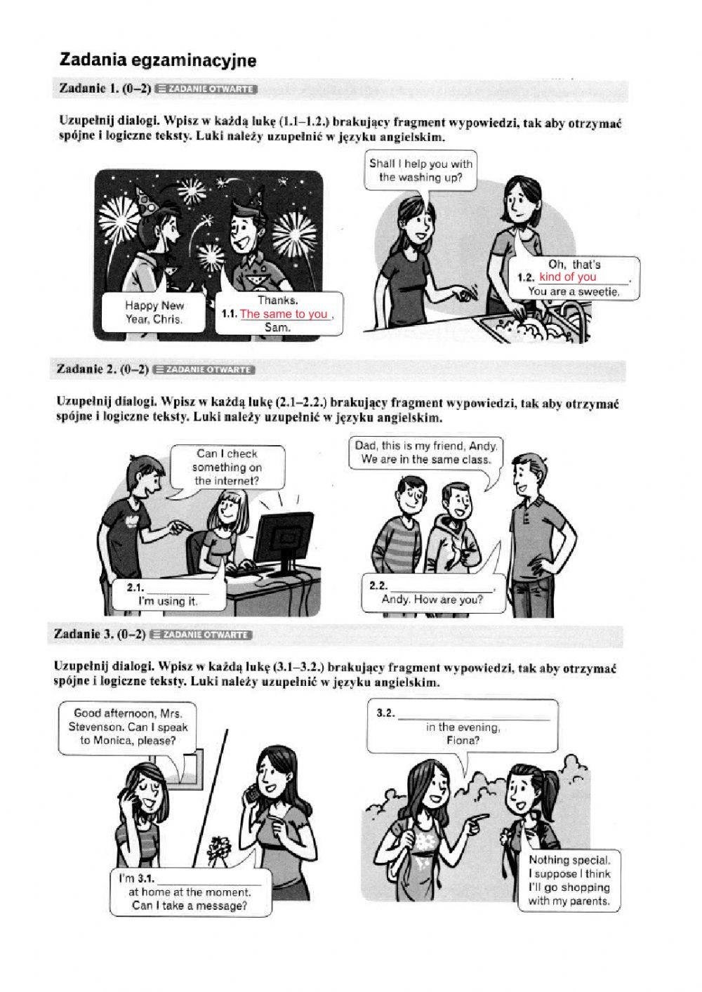 funkcje językowe - zadania otwarte