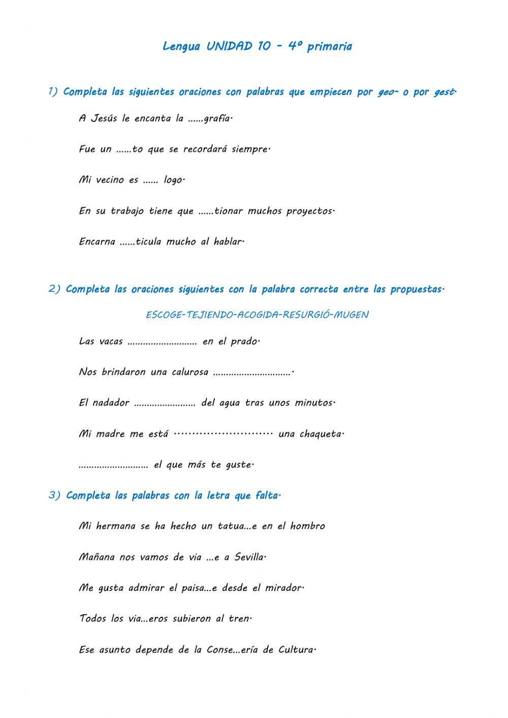 Examen lengua unidad 10