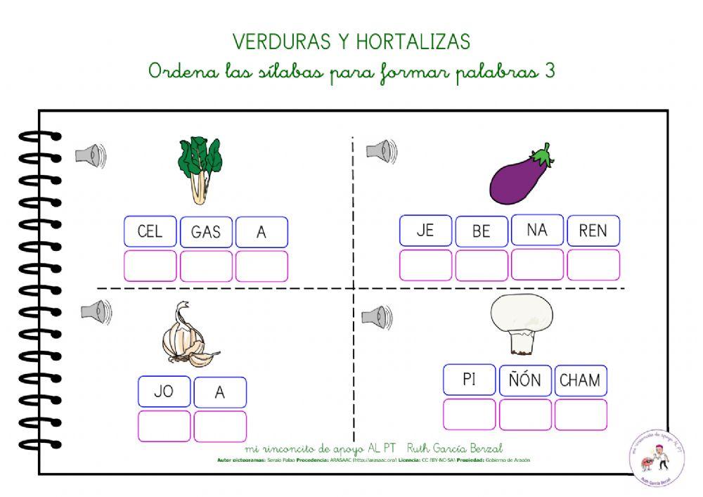 Las verduras: ordena las sílabas 3