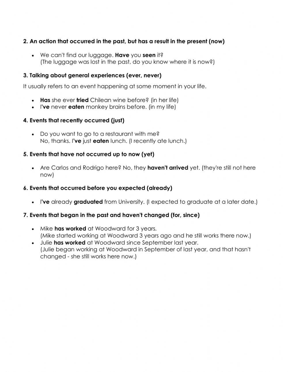 When do we use present perfect?