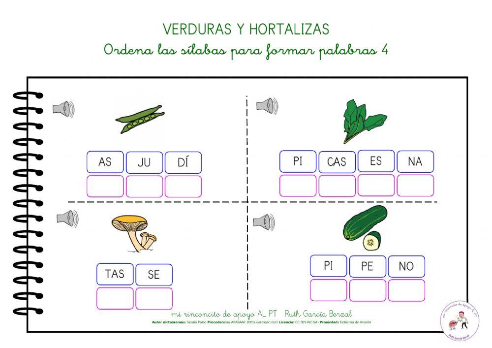 Las verduras: ordena las sílabas 4