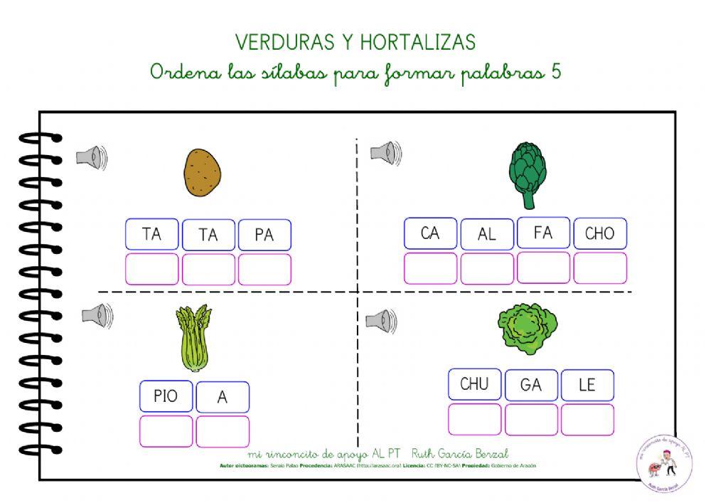 Las verduras: ordena las sílabas 5