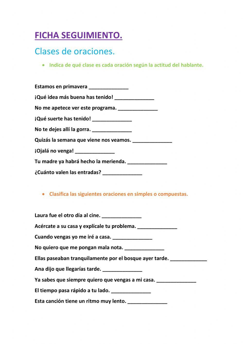 Clases de oraciones