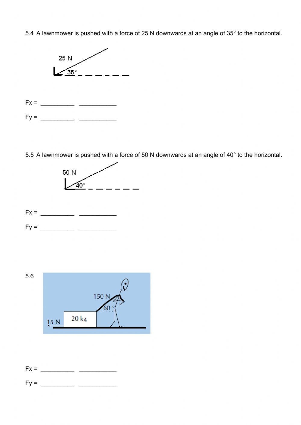 Newton worksheet 5