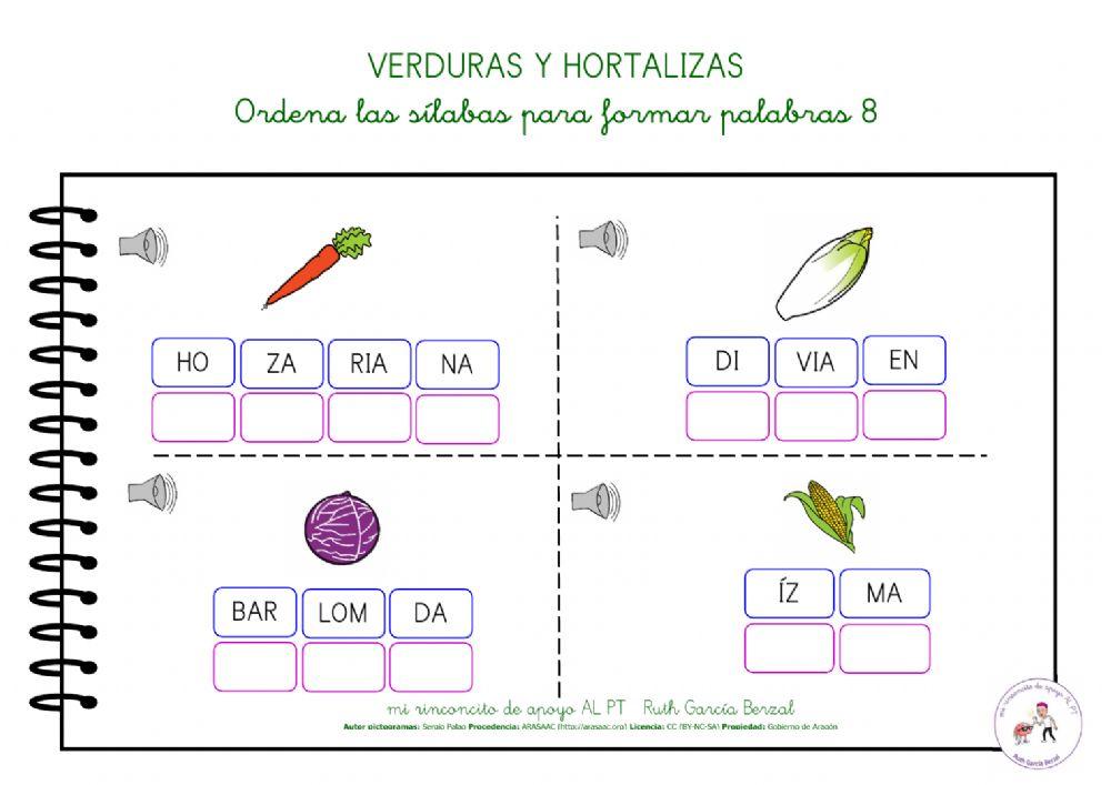 Las verduras: ordena las sílabas 8