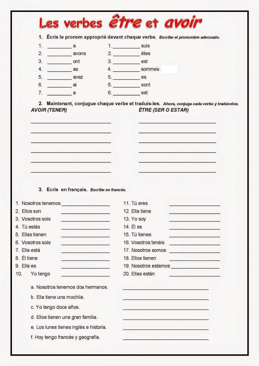 Presente verbos ÊTRE y AVOIR