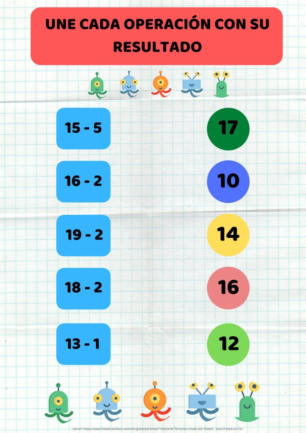 Une con el resultado correcto 4