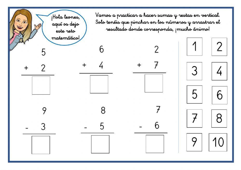 Sumas y restas en vertical