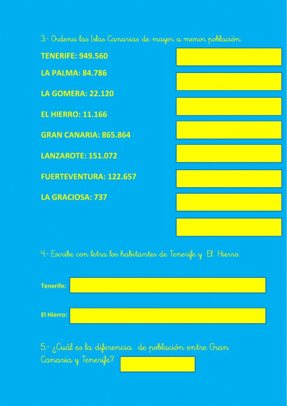 Problemas matemáticos: Población de Canarias