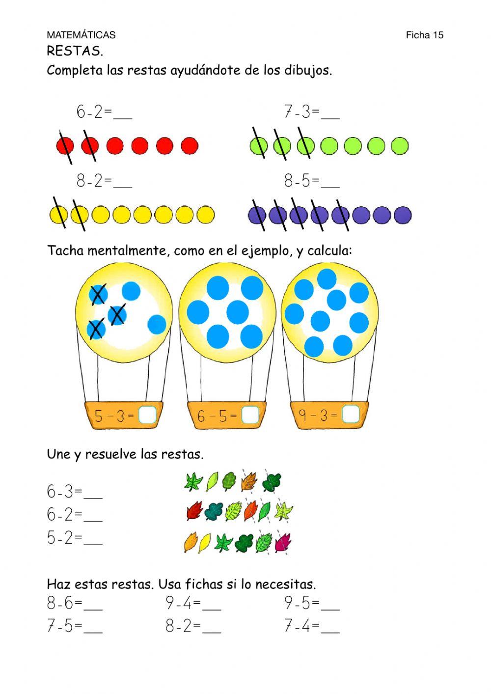 Matemáticas-Ficha 15-Restas