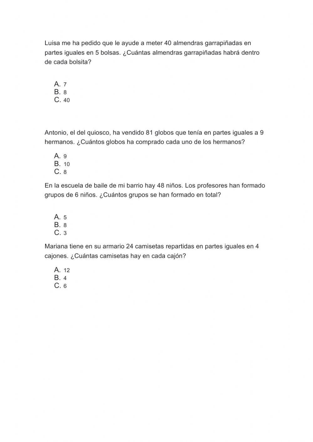 Problemas de división