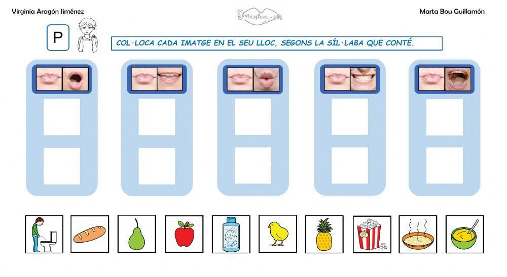 classificar síl·labes P en paraules