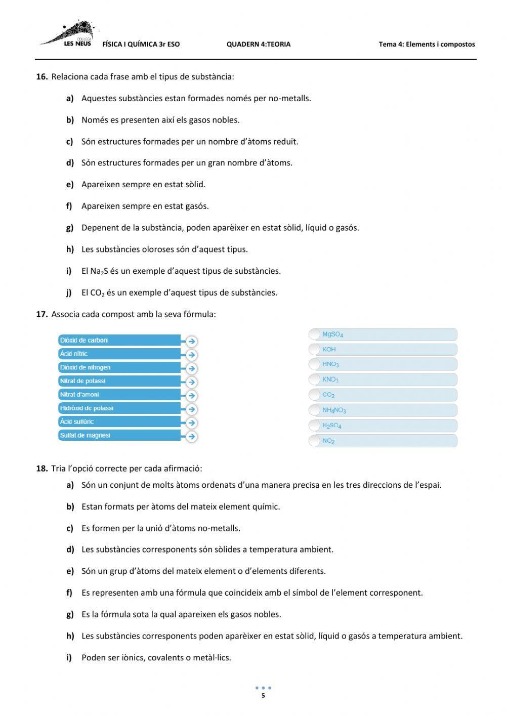 ELEMENTS I COMPOSTOS 3r ESO-TEORIA