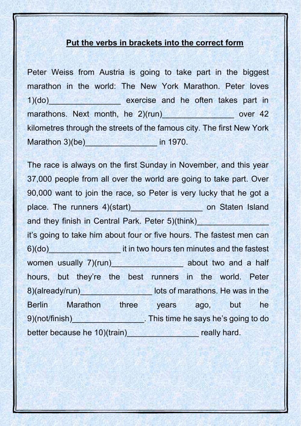 PrePET - REVISION - Vocabulary & Verb Tenses