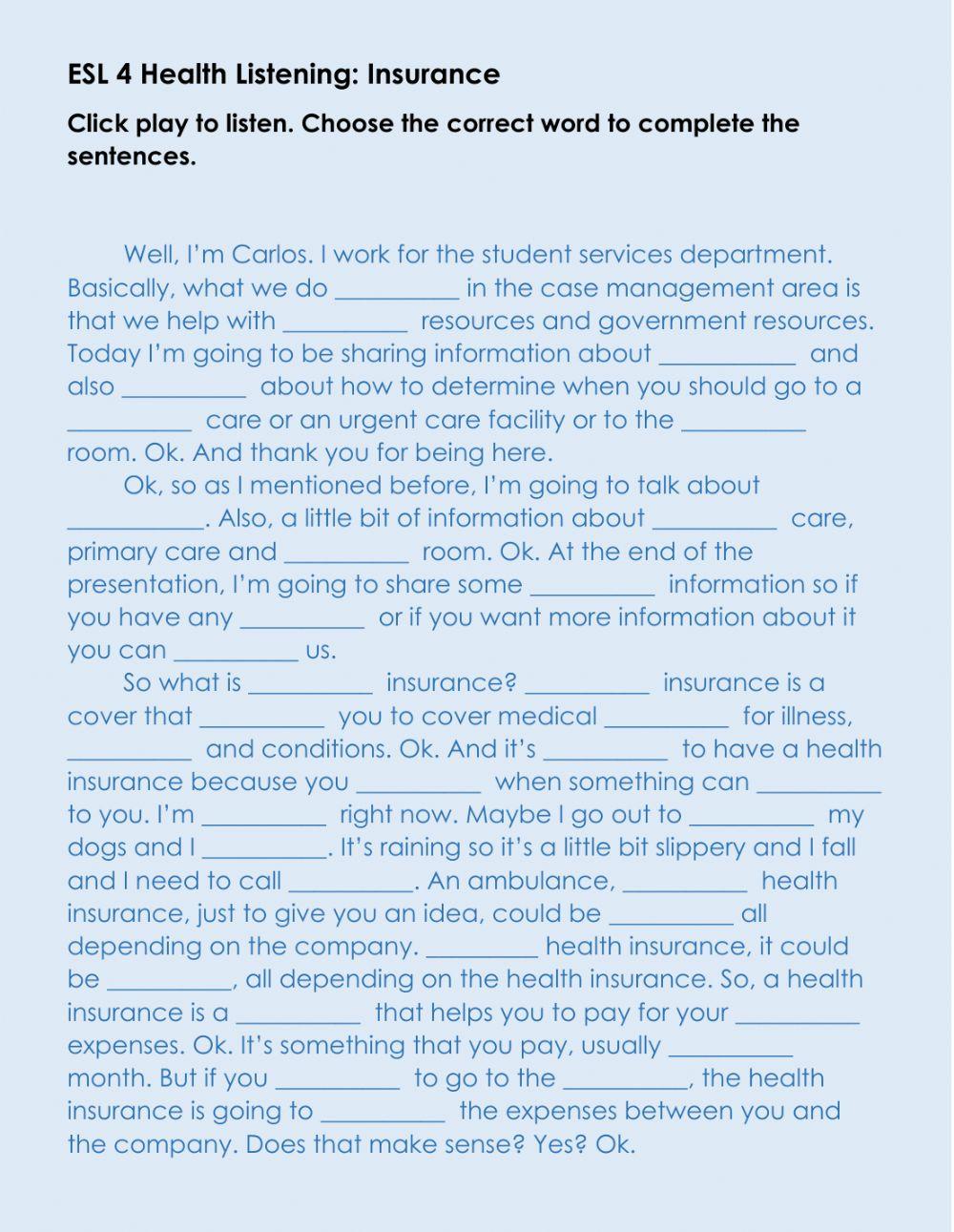 Listening: Insurance