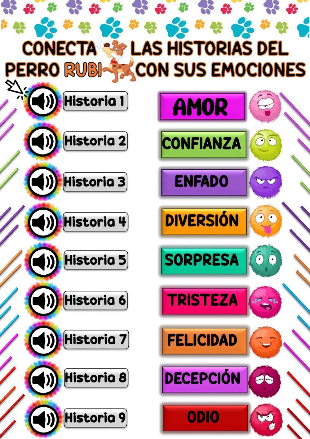 Las historias del perro Rubi y las emociones (comprensión oral)