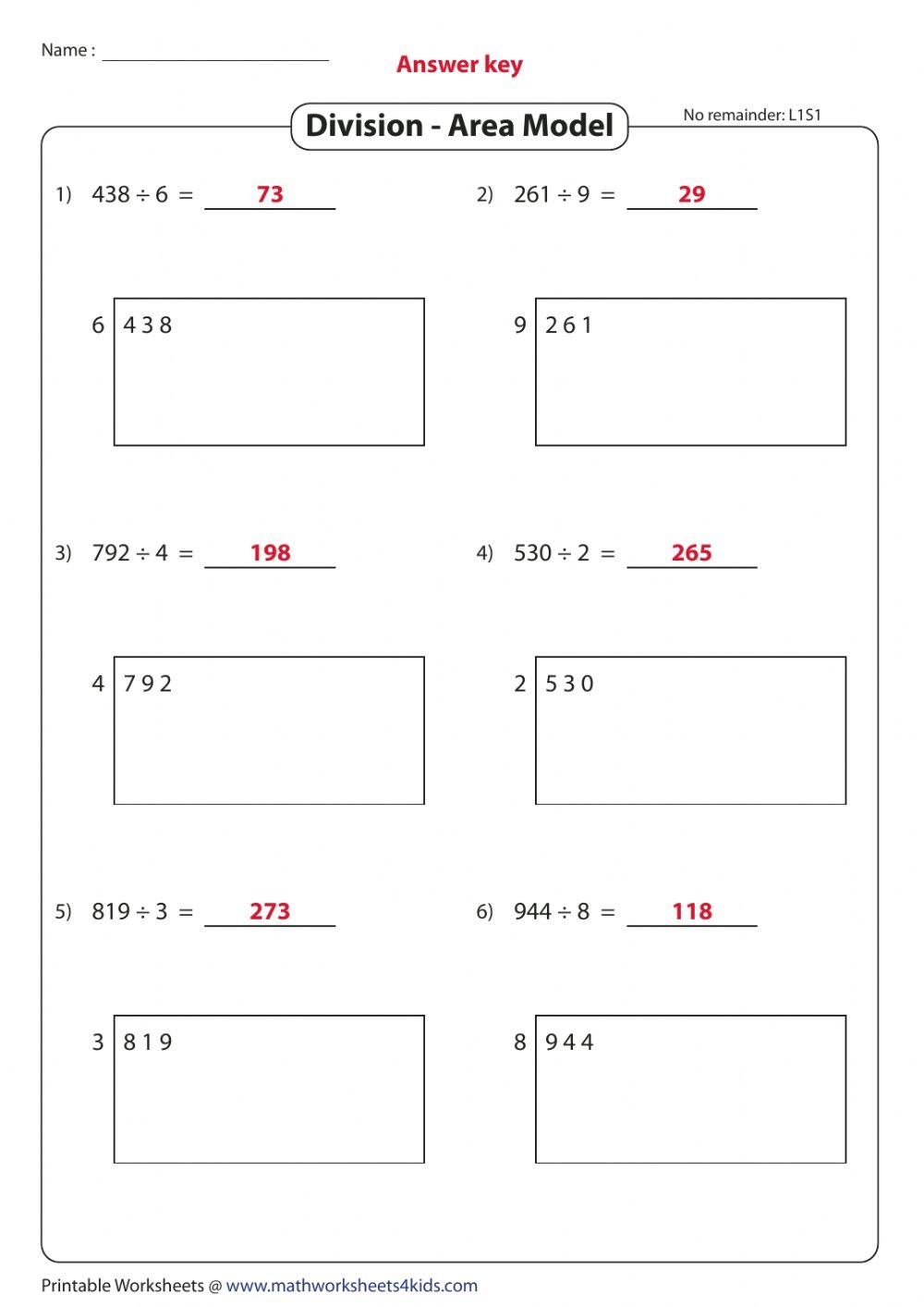 Area Model Division Calculator