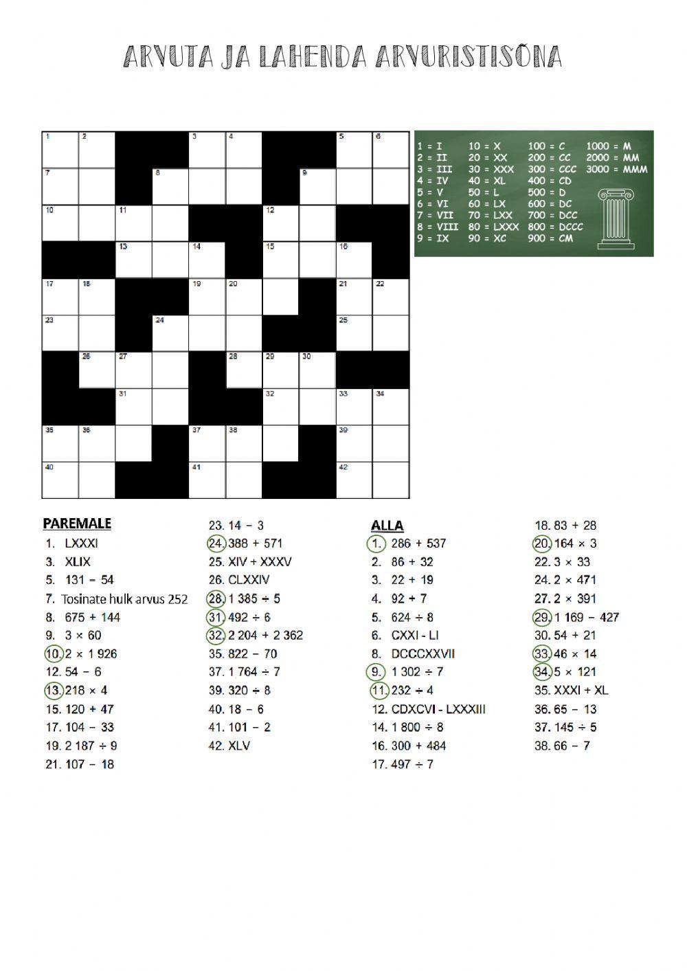 Arvuta ja lahenda arvuristisõna