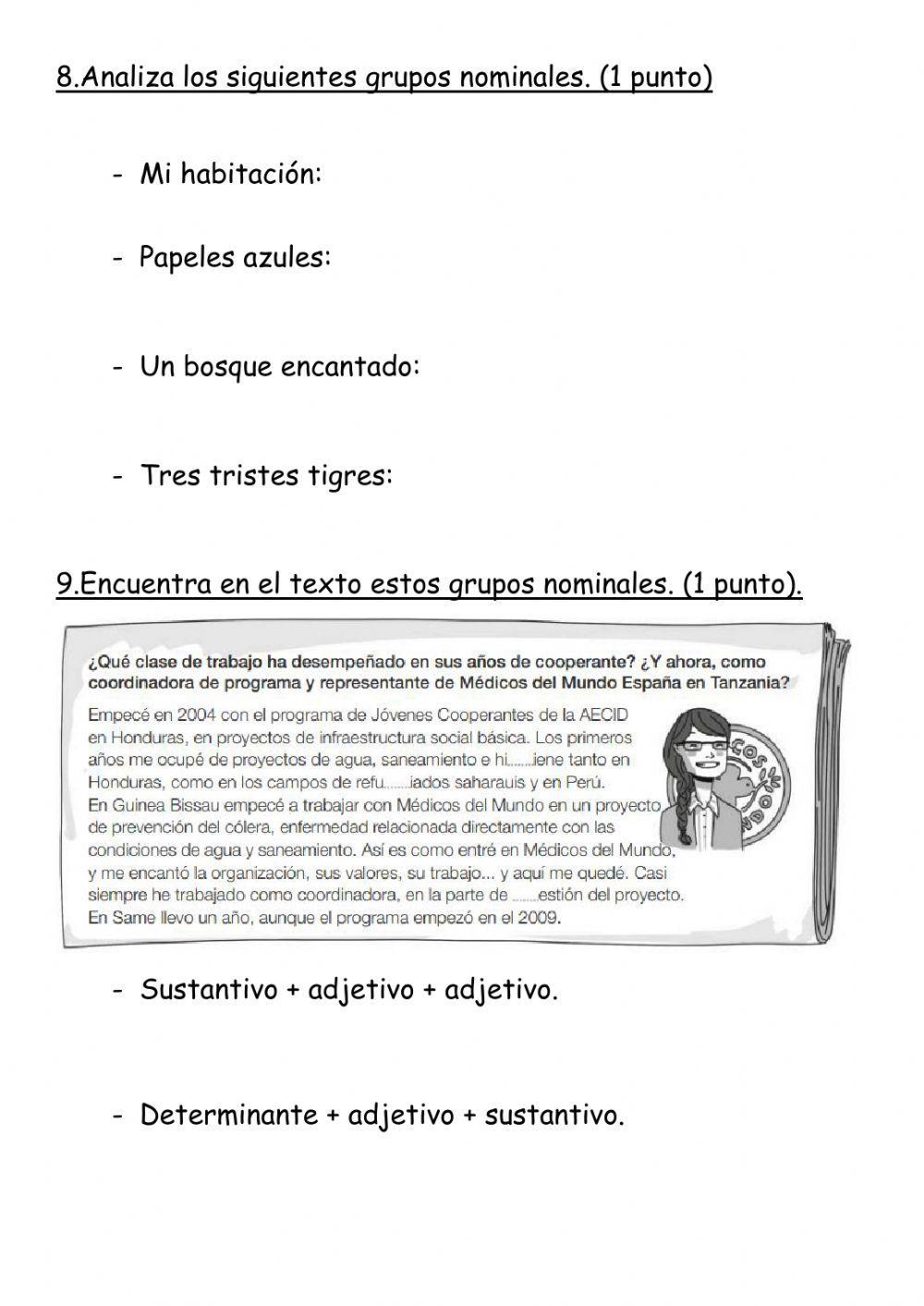 Grupo nominal je ji formacion sustantivos