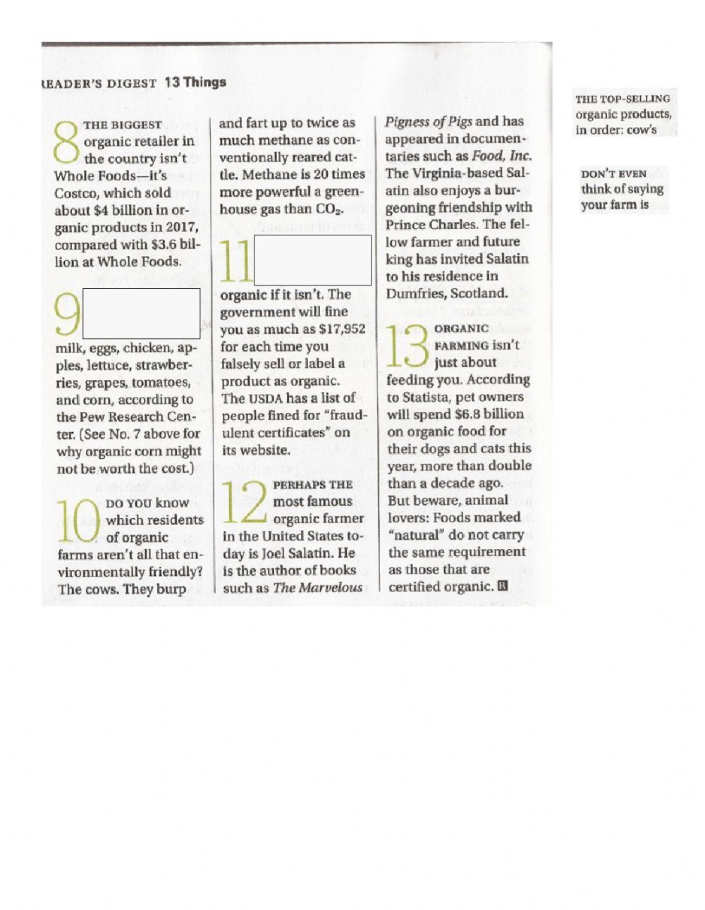 Organics Reading B1+