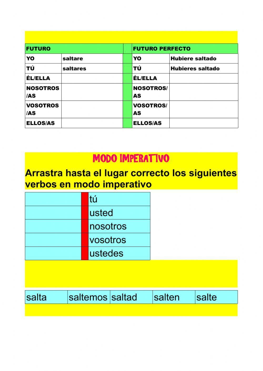Modo subjuntivo e imperativo 1ª conjugación