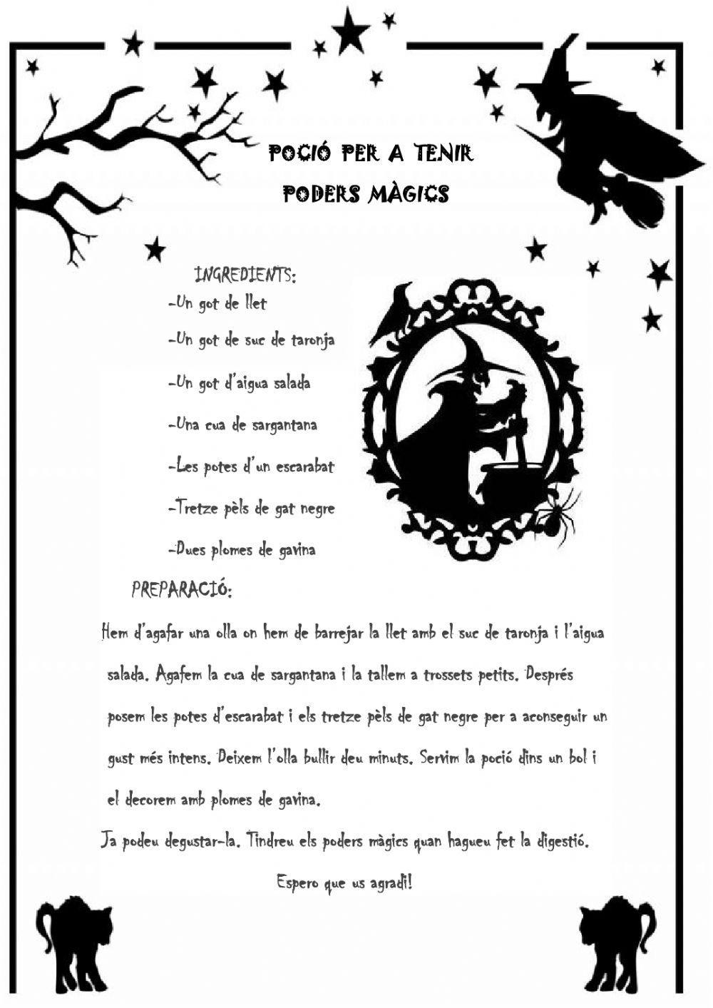 Text instructiu: poció màgica