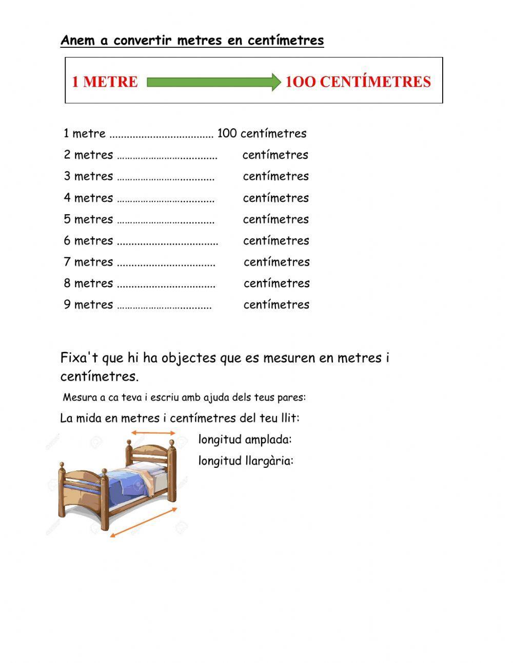 Mesurar en metres i centímetros