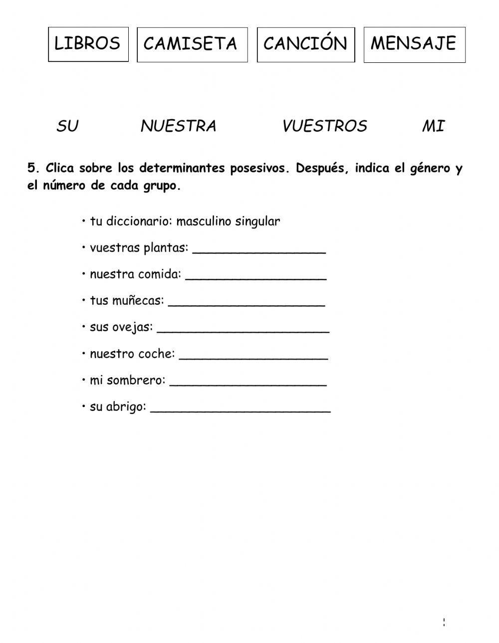 Determinantes posesivos y numerales