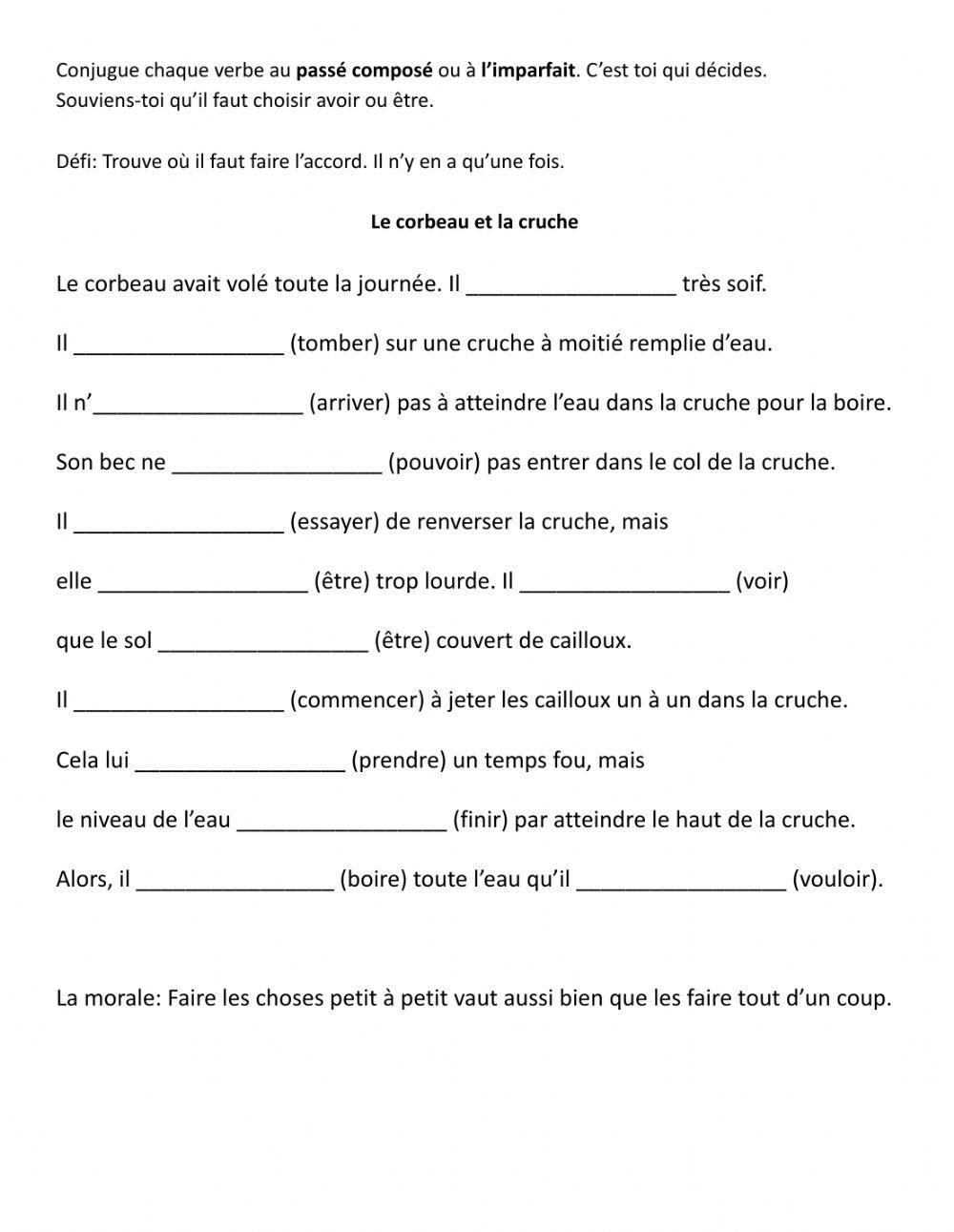 Le Passé composé et l'imparfait