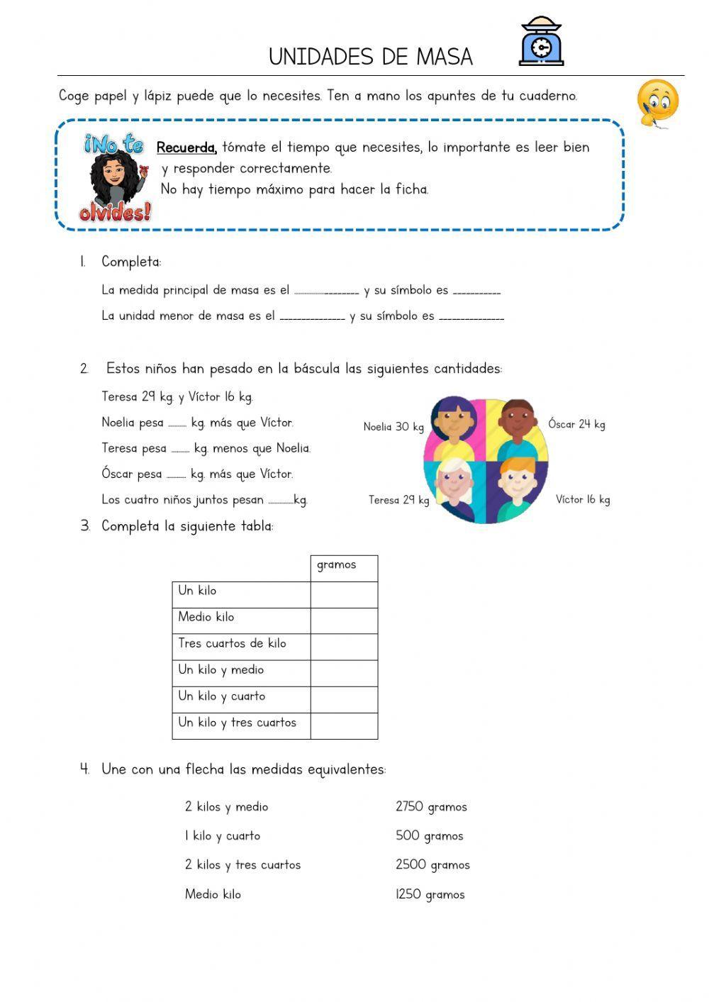 REPASO MEDIDAS DE MASA