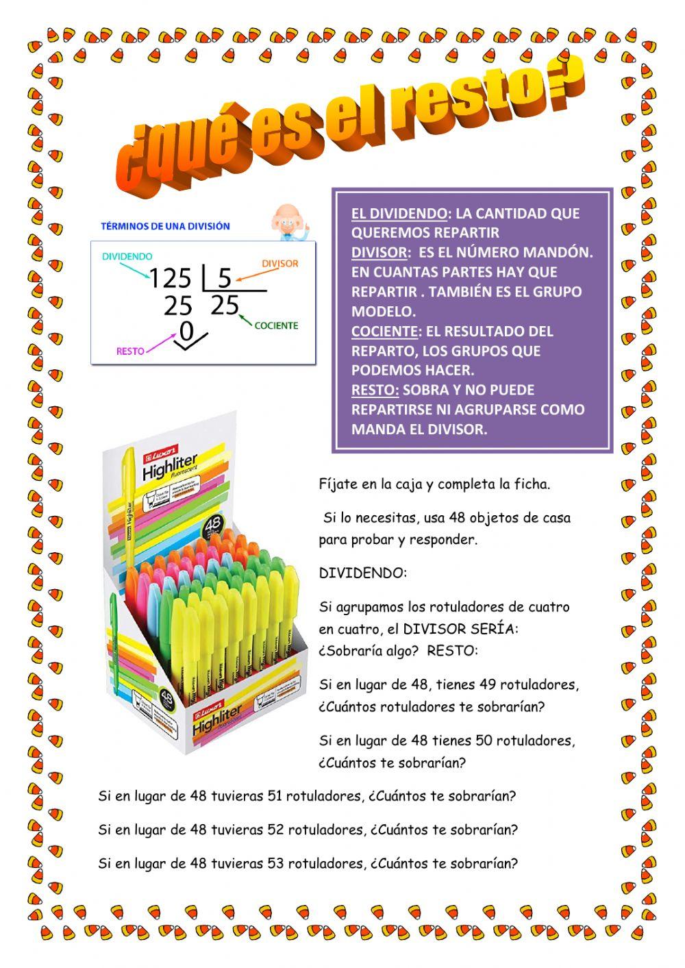 COMPRENDER Y REFLEXIONAR SOBRE EL RESTO