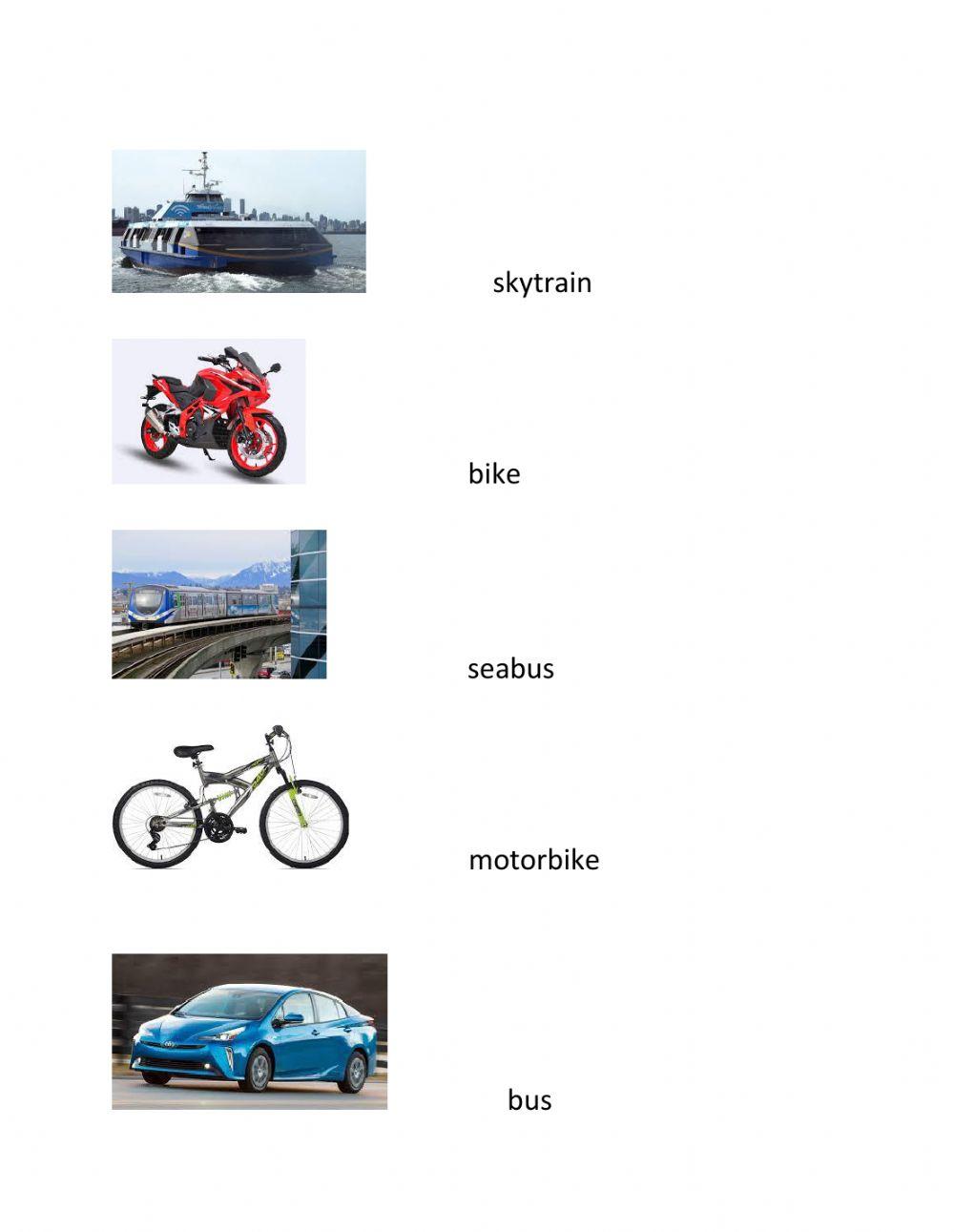 Transportation vocab