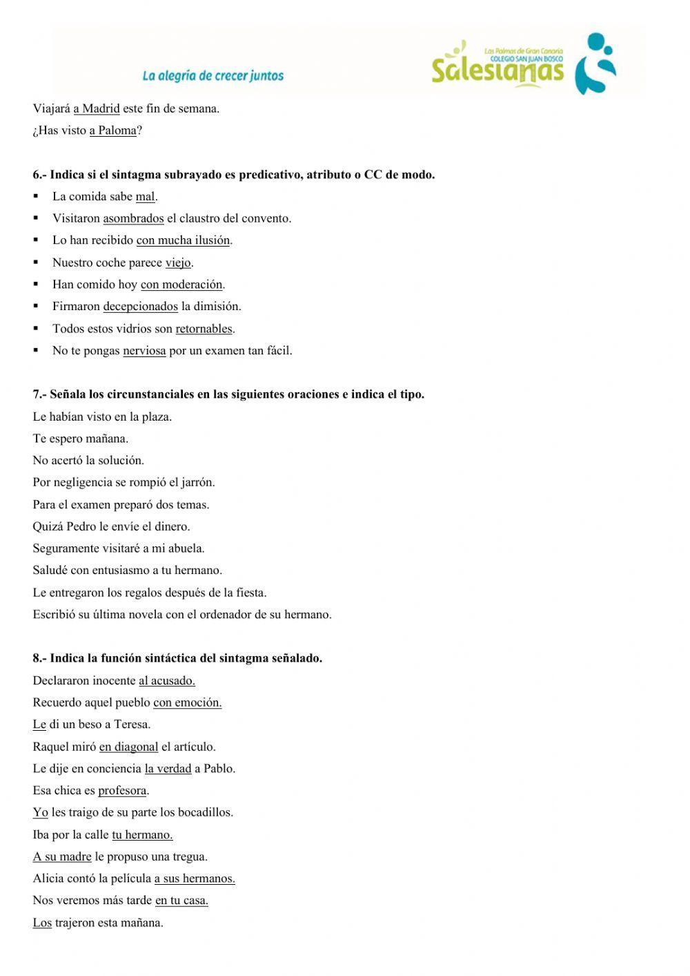 Repasamos las funciones sintácticas I