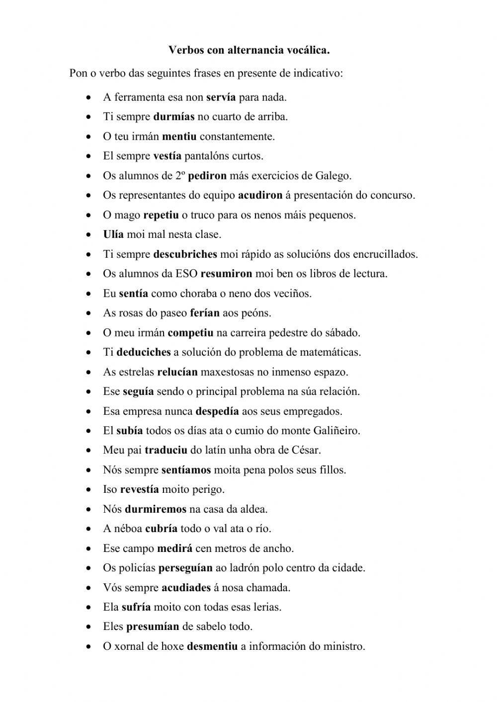 Verbos 7. Alternancia vocálica