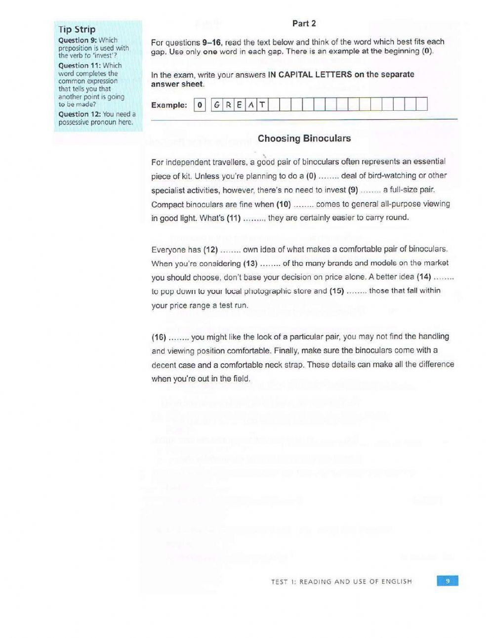 Use of English - test 1