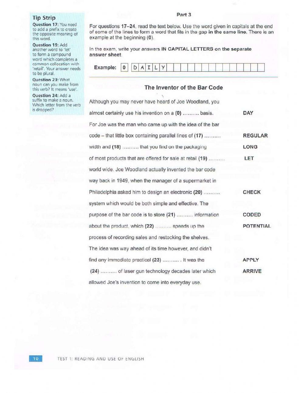 Use of English - test 1