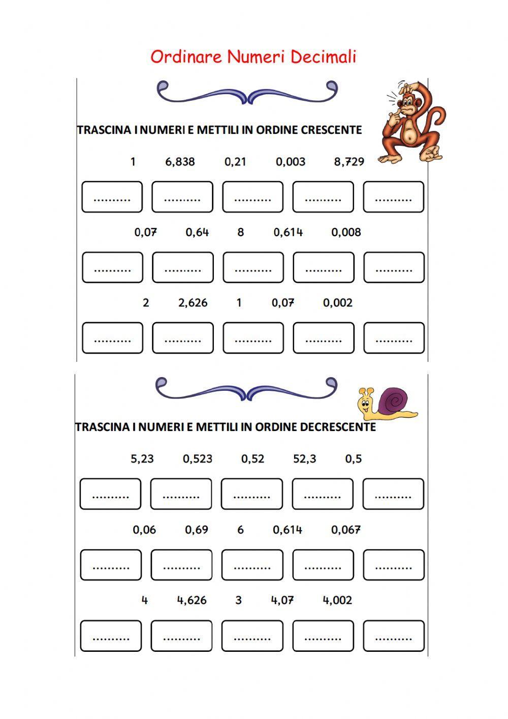Ordinare decimali