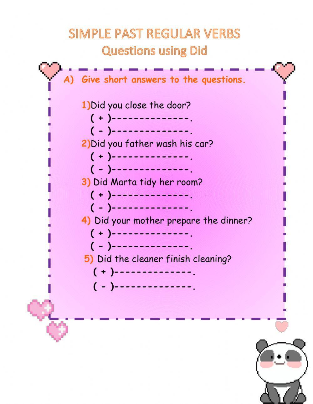 Past tense questions using did