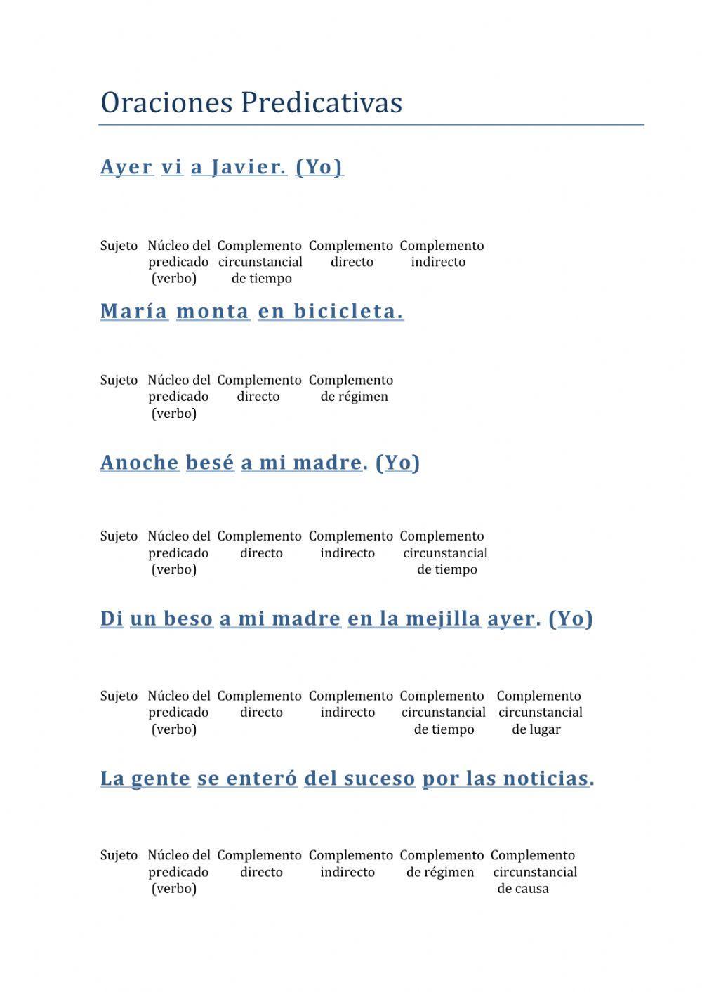 Oraciones Predicativas y Copulativas