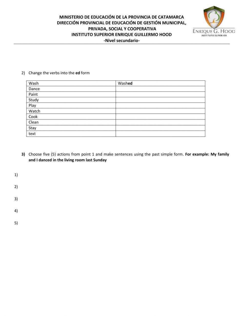 Past simple regular verbs