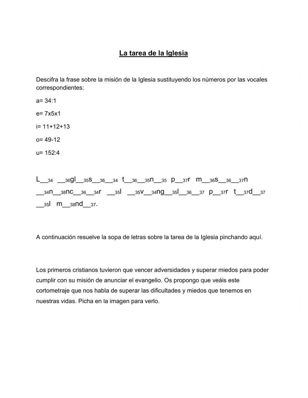 La tarea de la Iglesia