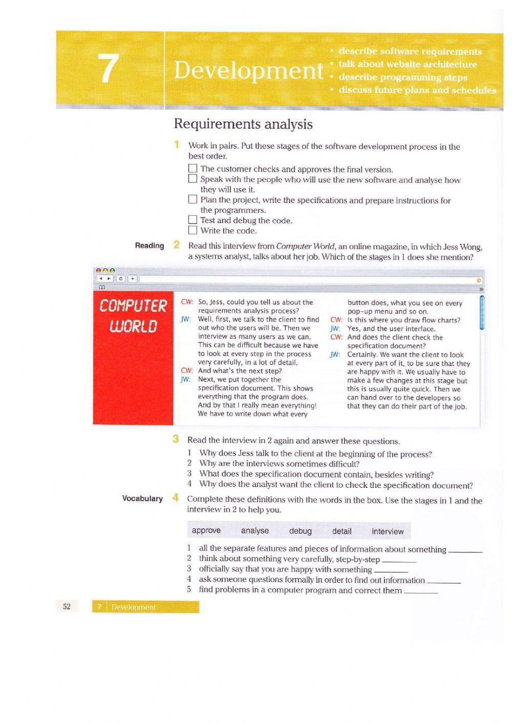 Unit 7 - Development (Vocabulary Building, Reading, and Listening Activity)