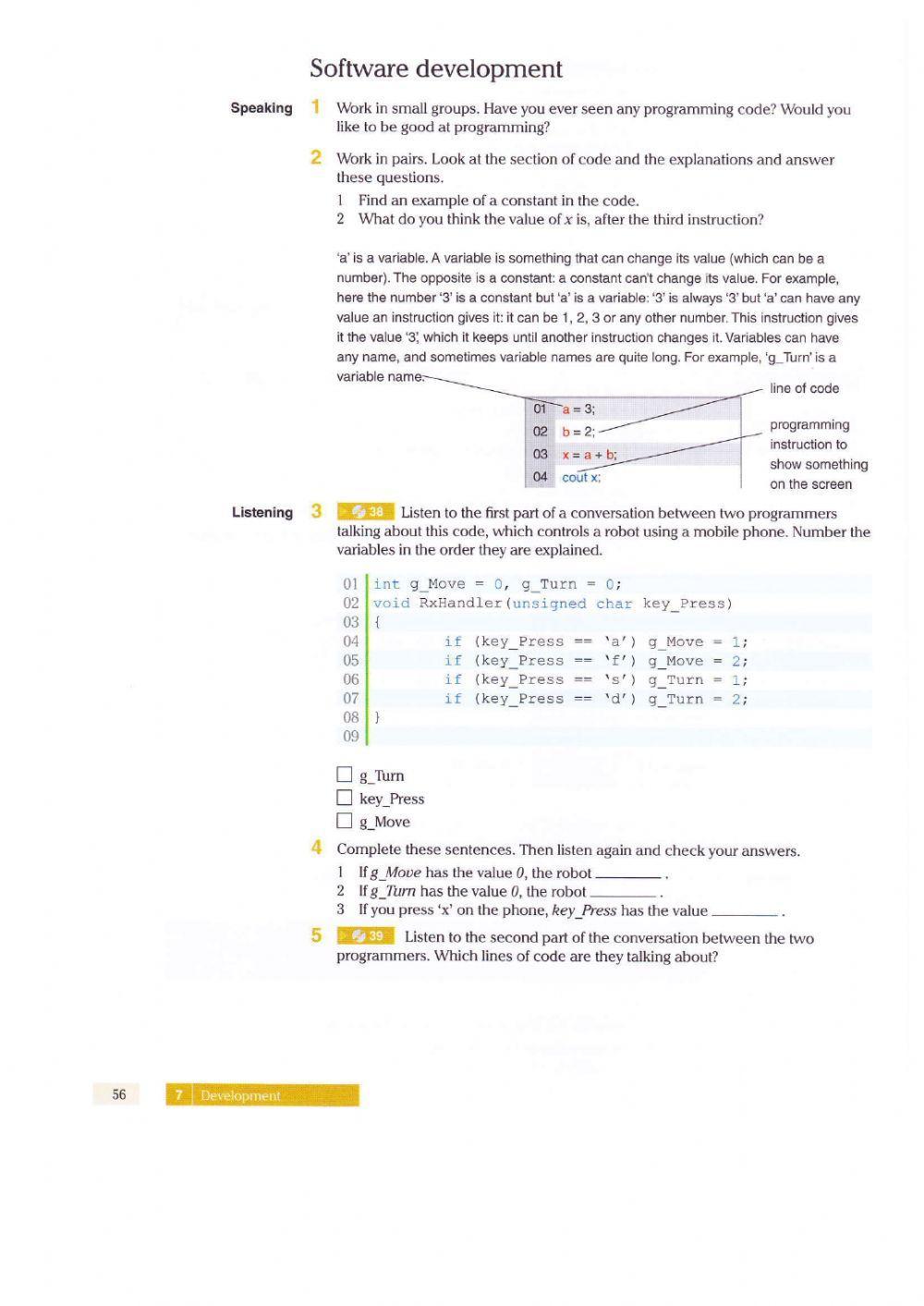 Unit 7 - Development (Vocabulary Building, Reading, and Listening Activity)