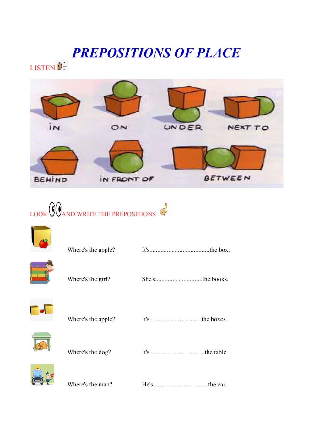 Prepositions of place online exercise for Grades 3 and 4